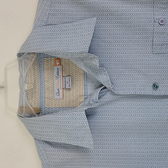 Quiksilver Edition Blue Print Long Sleeve Cotton Dress Shirt XL - Picture 4 of 15